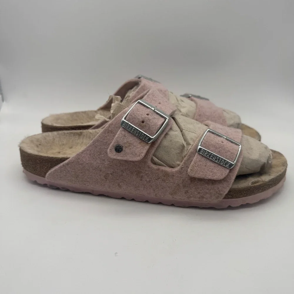 Birkenstock Arizona Shearling Pink Wool Felt‎ Sandals US 11 M9 EU42